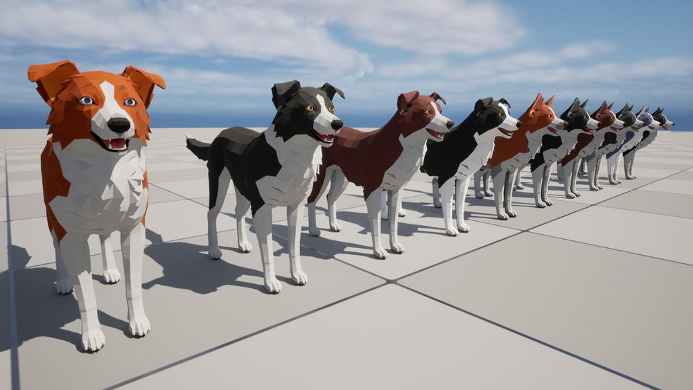 LowPoly Dog - Border Collie 