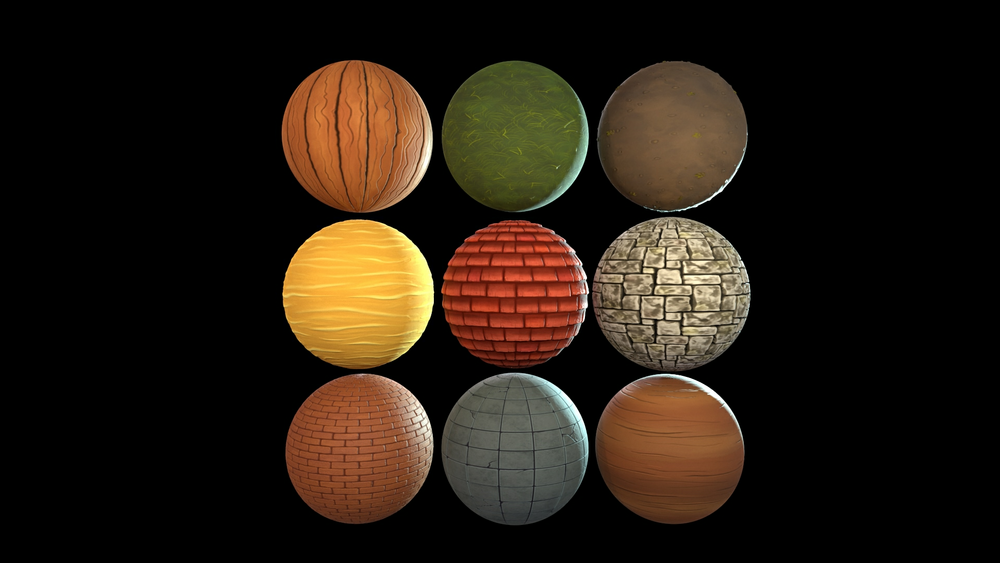 Stylized Handpainted Cartoon Textures pack - PBR Material asset 