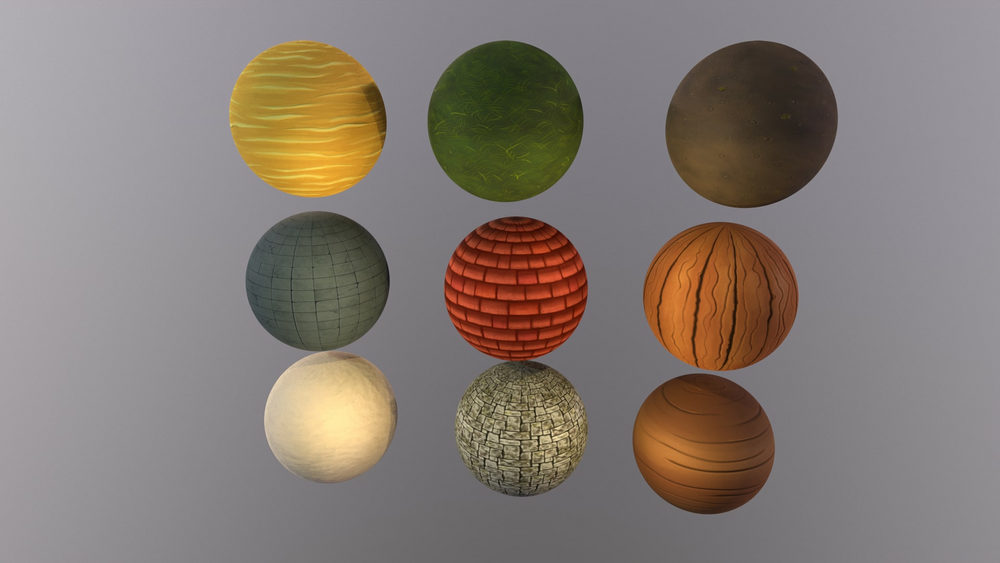 Stylized Handpainted Cartoon Textures pack - PBR Material asset 