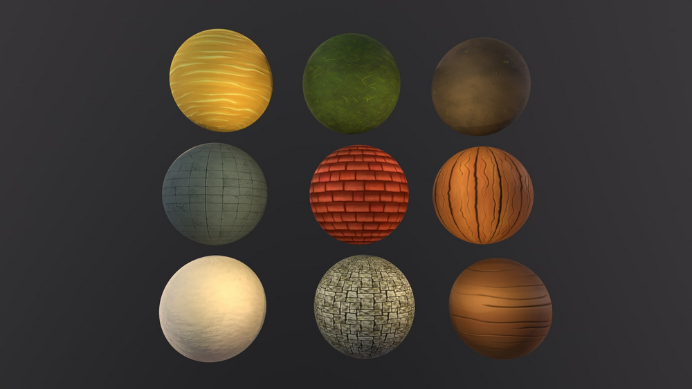 Stylized Handpainted Cartoon Textures pack - PBR Material asset 