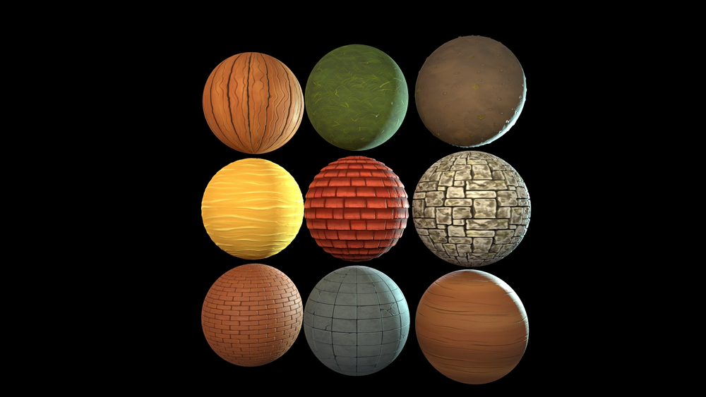 Stylized Handpainted Cartoon Textures pack - PBR Material asset 