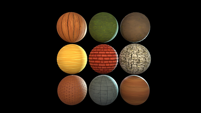 Stylized Handpainted Cartoon Textures pack - PBR Material asset 