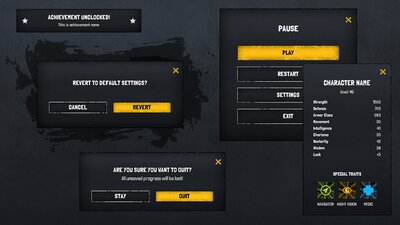 Horror / Grunge / Military Dark GUI / UI KIT + psd/ai source files 