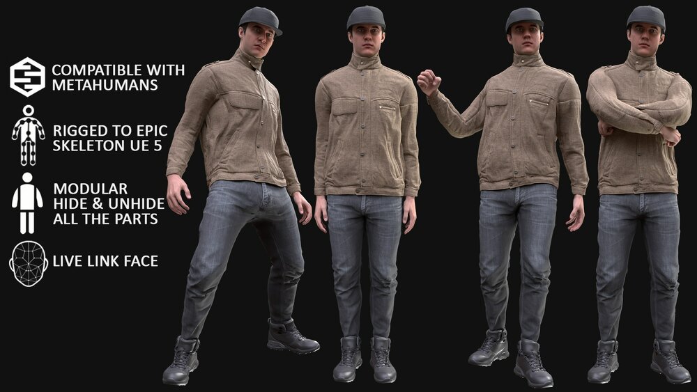 Man - Autumn Outfit 4 - Modular - Rigged 