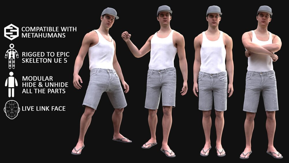 Man - Summer outfit 11 - Modular - Rigged 