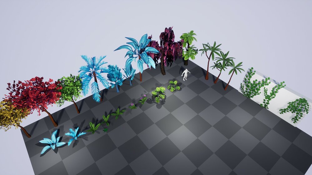 Stylized Fantasy Trees and Plants: ivy, palm, willow, tropical jungle foliage 