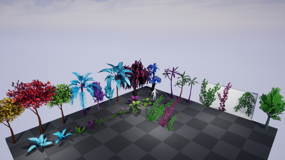 Stylized Fantasy Trees and Plants: ivy, palm, willow, tropical jungle foliage 