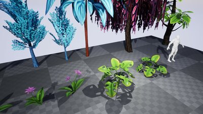 Stylized Fantasy Trees and Plants: ivy, palm, willow, tropical jungle foliage 