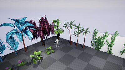 Stylized Fantasy Trees and Plants: ivy, palm, willow, tropical jungle foliage 