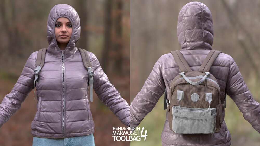 Woman - Winter Outfit 3 - Modular - Rigged 