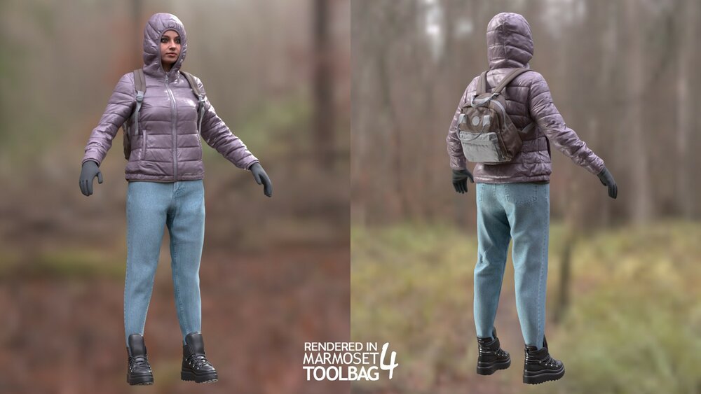 Woman - Winter Outfit 3 - Modular - Rigged 