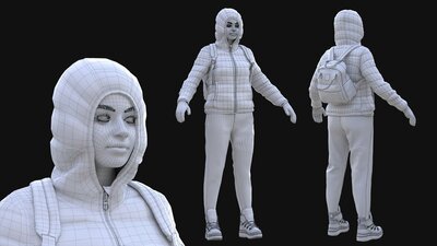 Woman - Winter Outfit 3 - Modular - Rigged 