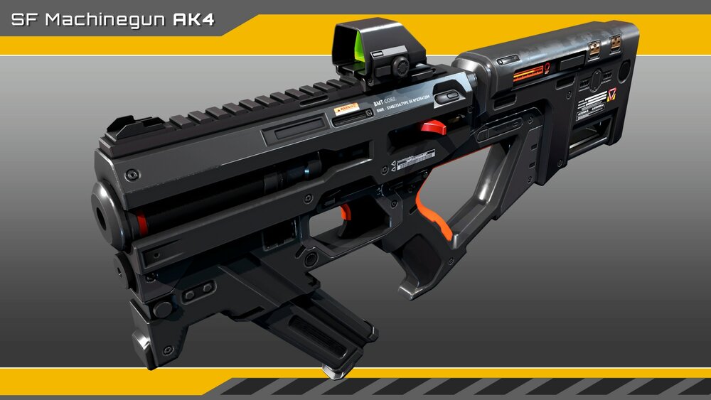 SciFi Machinegun AK4 Playable 