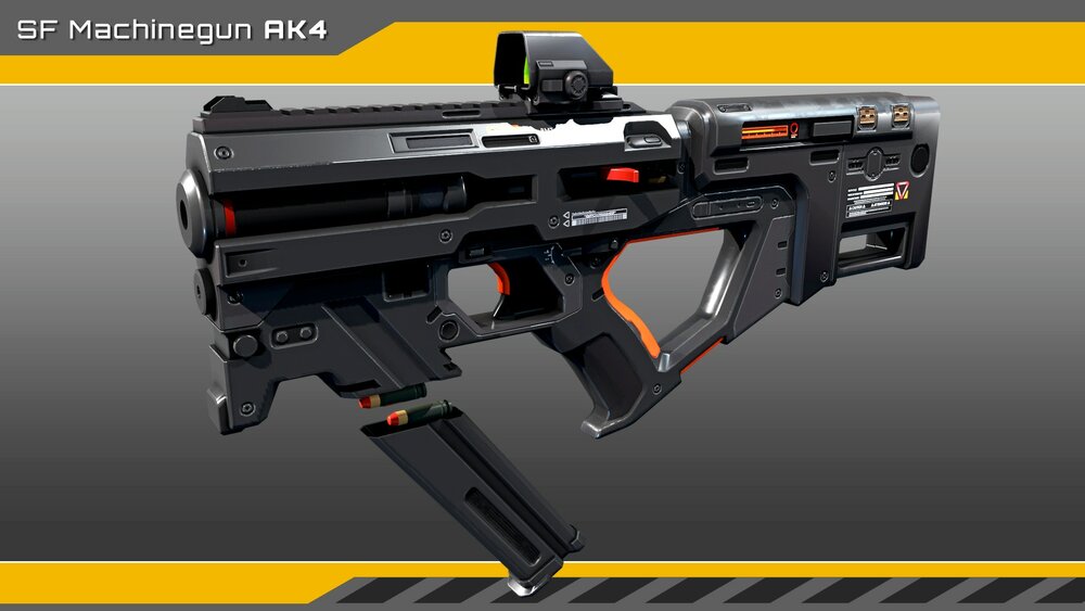 SciFi Machinegun AK4 Playable 