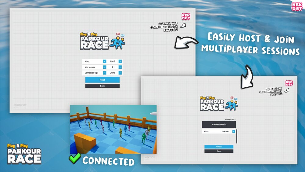 Parkour Race - Multiplayer Blueprint Game Template - Platformer - By Kekdot 