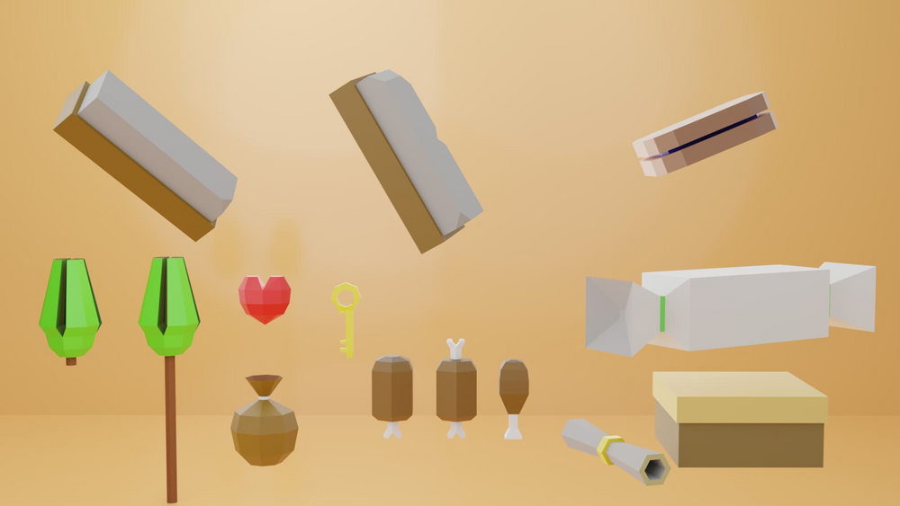 Low Poly Pickupables and Consumables Set (Poly Art Style) 