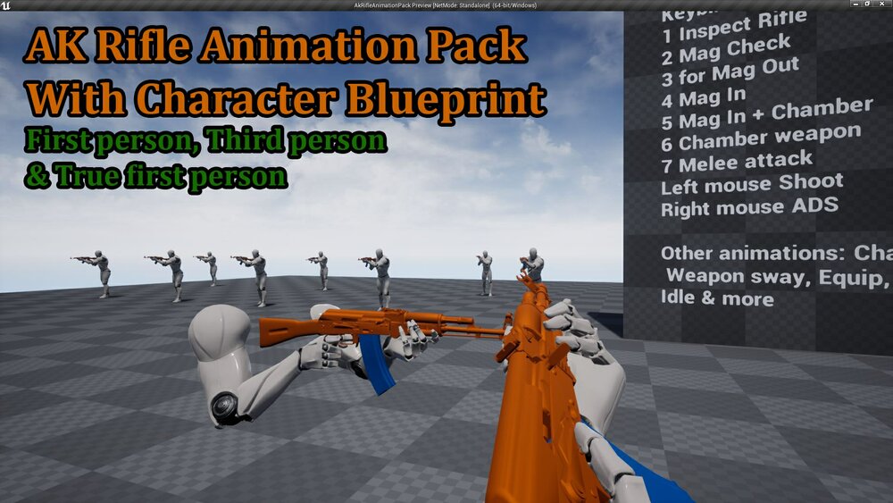 AK Rifle Character Animation Pack First & Third Person 