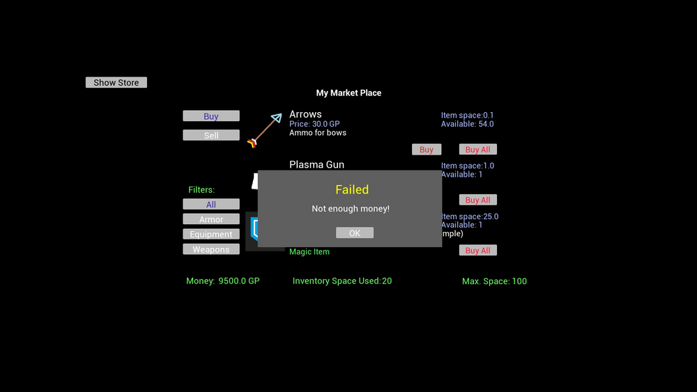 In-Game Market / Store / Vendor System 