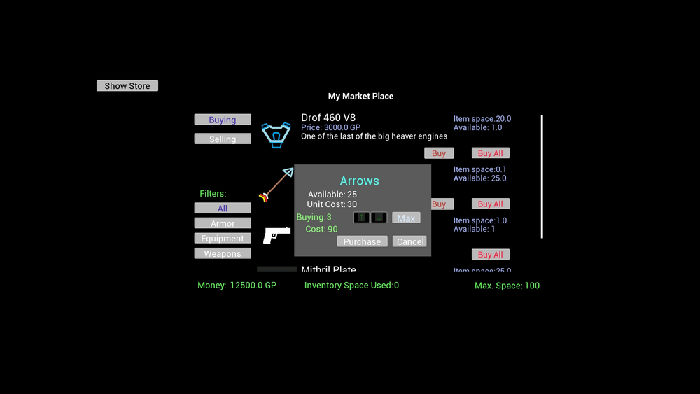 In-Game Market / Store / Vendor System 