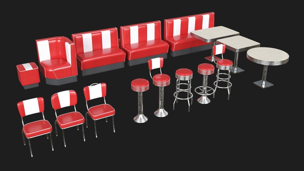 Retro Restaurant  Diner 50s Furniture Bundle 