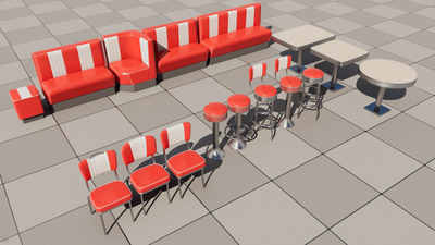 Retro Restaurant  Diner 50s Furniture Bundle 