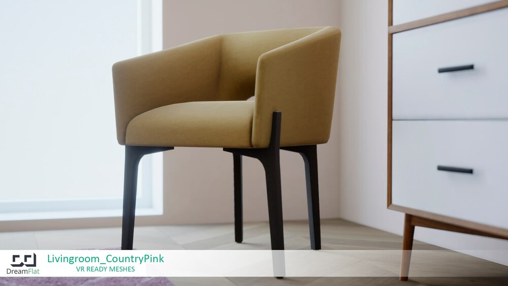 ArchViz Furniture - Livingroom. Country Pink design. 