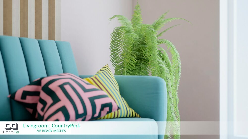 ArchViz Furniture - Livingroom. Country Pink design. 