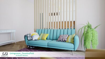 ArchViz Furniture - Livingroom. Country Pink design. 