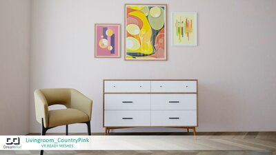 ArchViz Furniture - Livingroom. Country Pink design. 