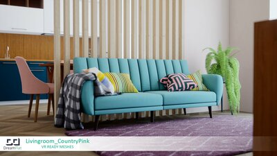 ArchViz Furniture - Livingroom. Country Pink design. 