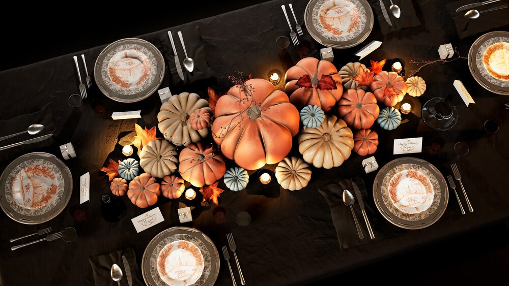 Golden autumn table set 