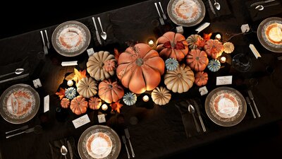 Golden autumn table set 