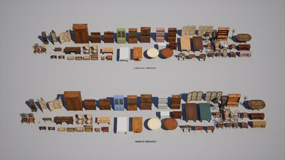 Suburbs VOL.3 - Retro Furniture (Nanite and Low Poly) 