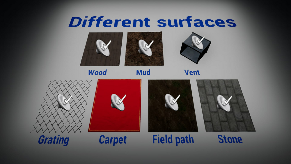 Footstep sound effects on different surfaces 