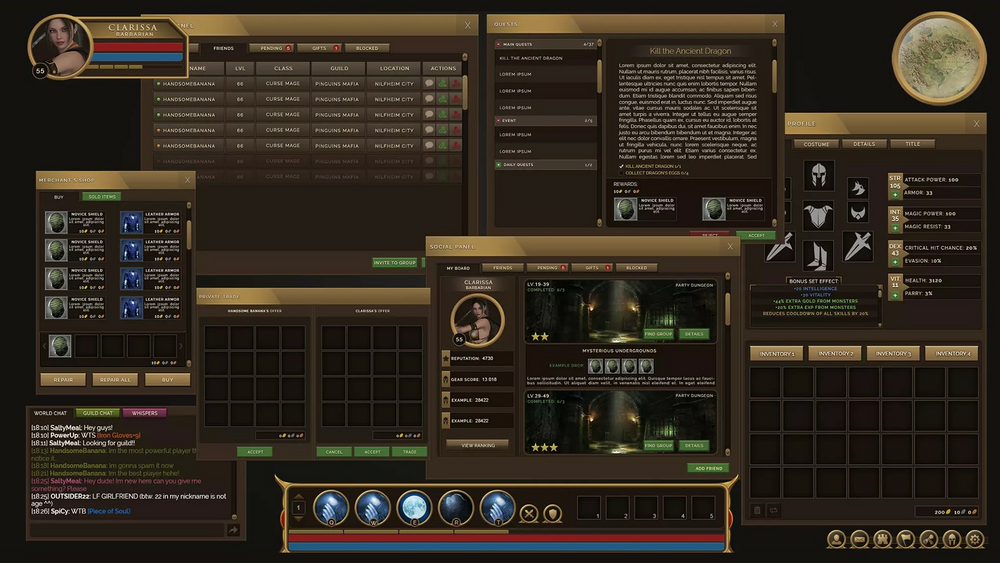 SIMPLE&CLEAN MMORPG FULL UI 