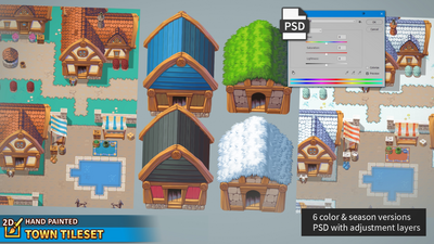 2D Hand Painted - Town Tileset 