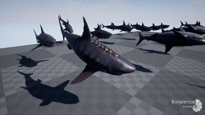 Megalodon Shark Model. Game-Ready LowPoly Animated Ocean Predator. Low poly fish 