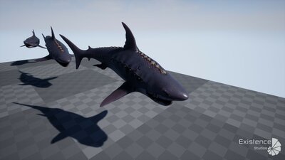 Megalodon Shark Model. Game-Ready LowPoly Animated Ocean Predator. Low poly fish 