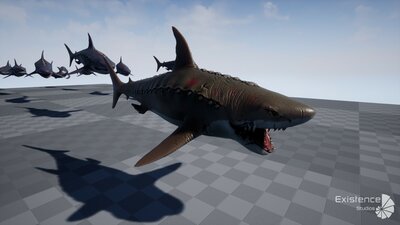 Megalodon Shark Model. Game-Ready LowPoly Animated Ocean Predator. Low poly fish 