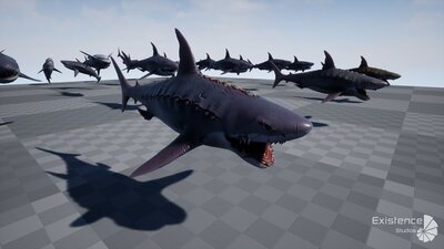 Megalodon Shark Model. Game-Ready LowPoly Animated Ocean Predator. Low poly fish 