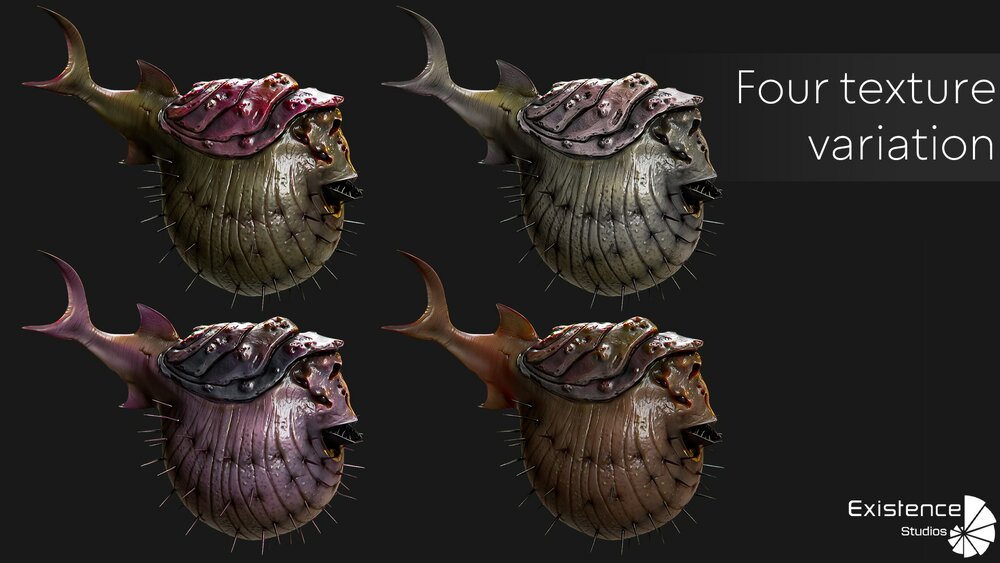 Fish low poly model / Porcupinefish Diodon lowpoly / ocean horror / monster #6 