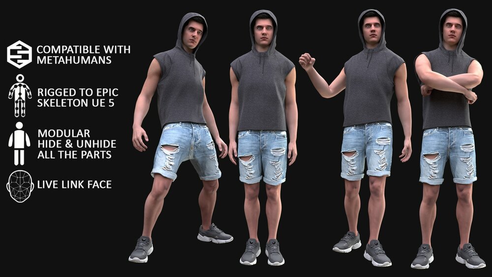 Man - Summer Outfit 12 - Modular - Rigged 