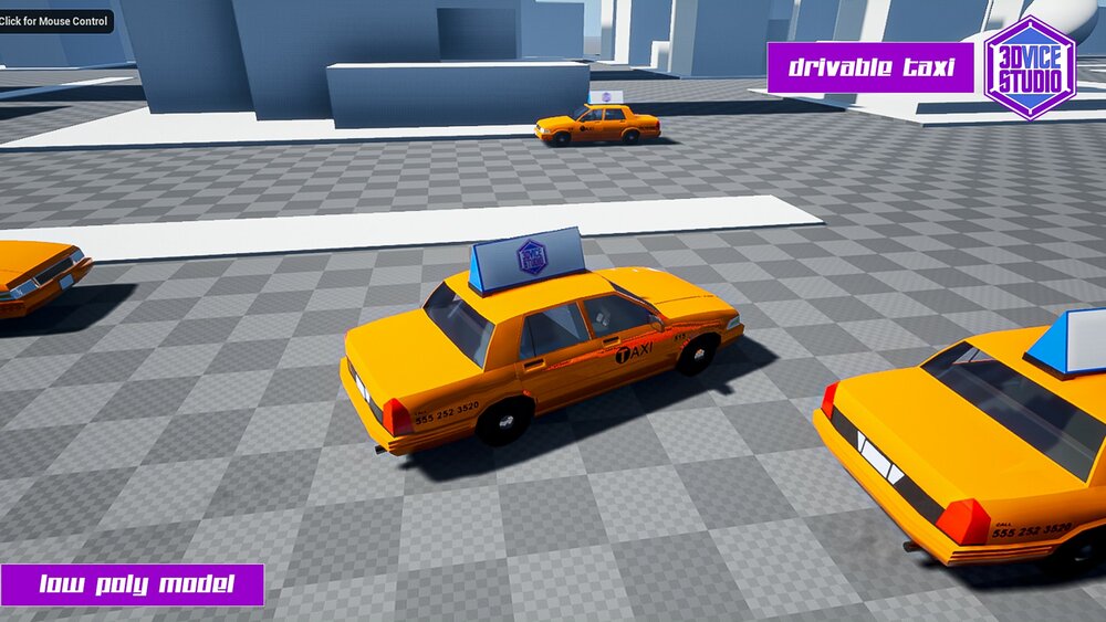 Drivable Low Poly Taxi Car 