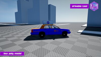 Drivable Low Poly Taxi Car 