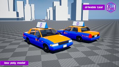 Drivable Low Poly Taxi Car 