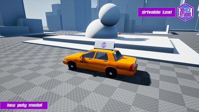 Drivable Low Poly Taxi Car 