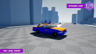 Drivable Low Poly Taxi Car 