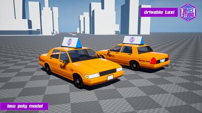 Drivable Low Poly Taxi Car 