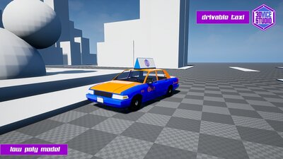 Drivable Low Poly Taxi Car 