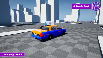 Drivable Low Poly Taxi Car 